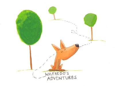 Wilfredo acrylic dog illustration pencil trees