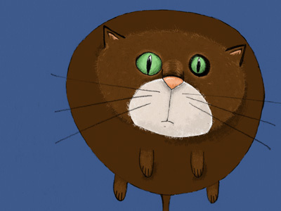 fur ball cat digital float illustration pencil