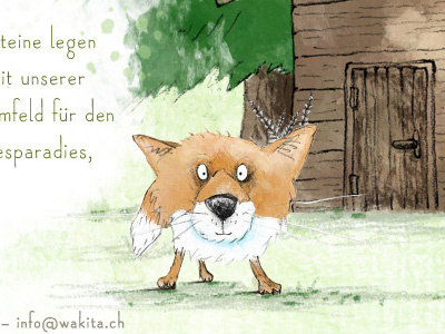 WaKiTa badger children forest fox illustration mixed media website