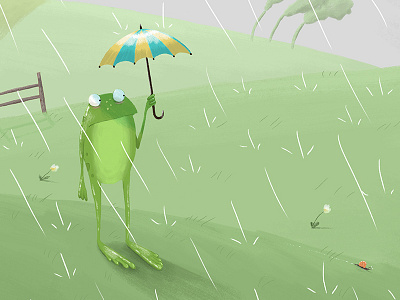 My own fairytale childrens book digital frog illustration rain snail umbrella