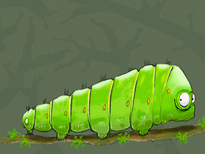 Caterpillar caterpillar comic digital green illustration