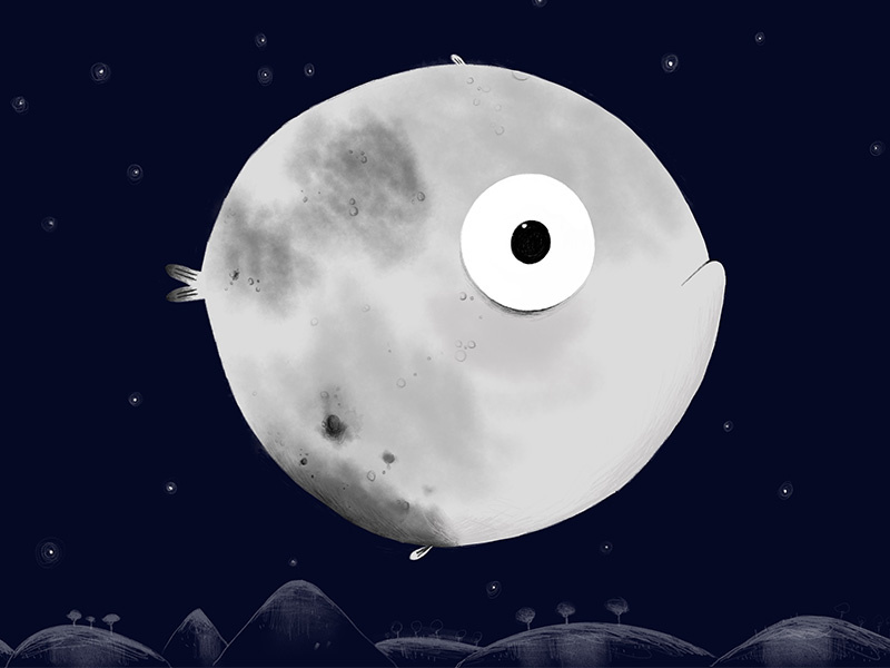Moonfish ipad pro procreate moon blue childrens books fish illustration