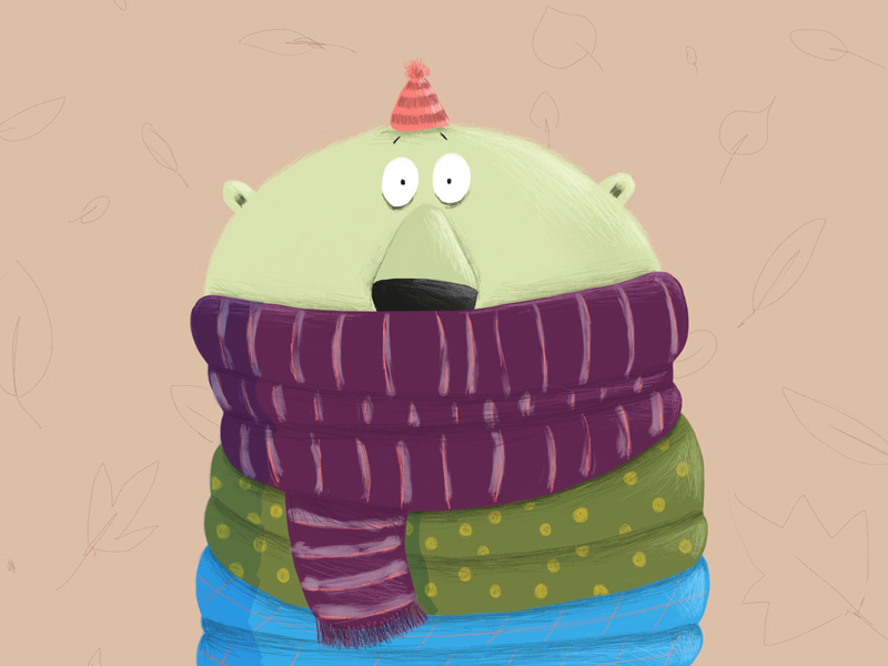 'Tis the season ipadpro procreate scarf hat wool character childrens books illustration autumn cold bear