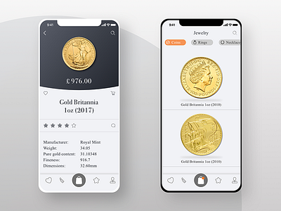 Gold store Application ux ui