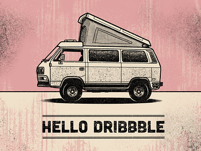Hello Dribbble! Dream Vanagon debut first shot hand drawn hello dribble illustration linework print procreate vanagon vintage vw