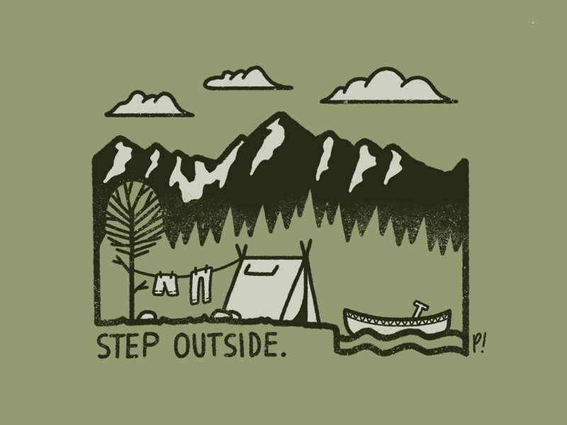 Step outside illustration retro vintage vector stickerdesign sticker simpleillustration procreate print outdoorart outdoor mountain illustration handrawn doodle campart camp branding badge artwork adventureart