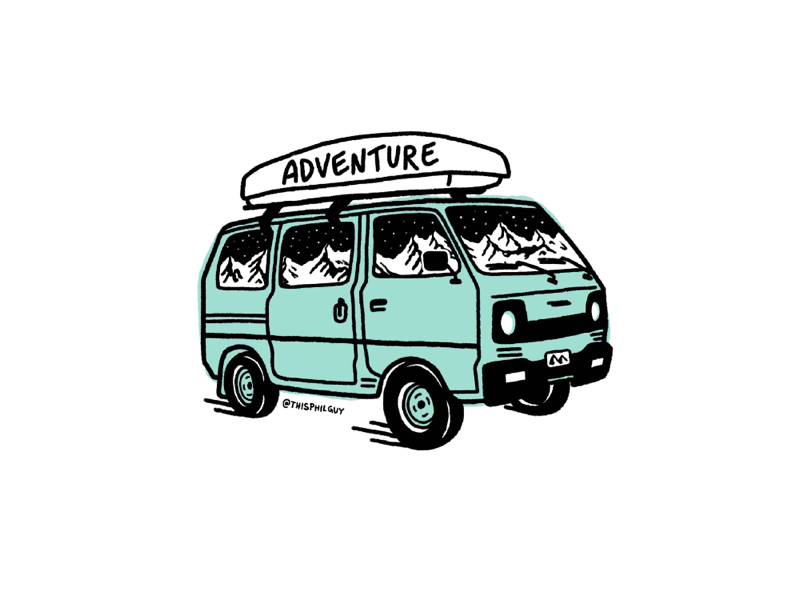 adventure van vanagon van sticker patch vector texture tattoo simpleillustration shape procreate print logo linework illustration handrawn hand drawn grain distorted design branding