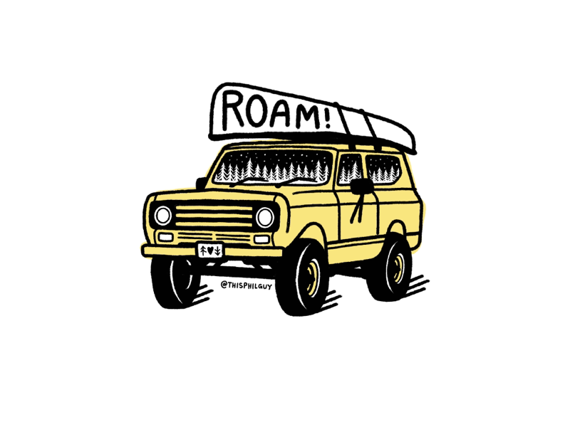 ROAM! ππ£ββοΈ vanagon van sticker patch vector texture 4x4 roam simpleillustration shape procreate print logo linework illustration handrawn hand drawn grain design branding