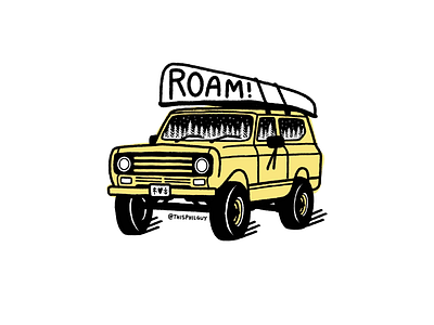 ROAM! 🚍🚣‍♂️ 4x4 branding design grain hand drawn handrawn illustration linework logo patch print procreate roam shape simpleillustration sticker texture van vanagon vector