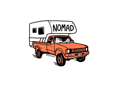 NOMAD ⛰🌌 branding design distorted grain hand drawn handrawn illustration linework logo patch print procreate shape simpleillustration sticker tattoo texture van vanagon vector