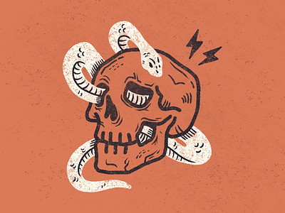 skull & snake branding design distorted grain handrawn illustration linework logo patch print procreate simpleillustration skull skullillustration sticker tattoo texture van vanagon vector