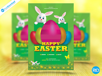 Free Easter Flyer Psd Template bunnies clebration easter easter egg egg hunt flyer flyer flyer easter free easter flyer hunt pascha resurrection template