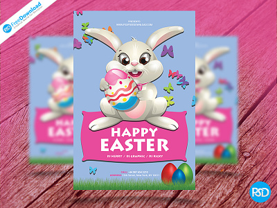 Download Happy Easter Flyer Psd bunnies clebration easter easter egg egg hunt flyer flyer flyer easter free easter flyer hunt pascha resurrection template
