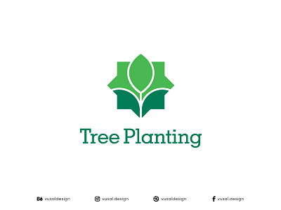 Tree Planting art brand branding design flat green icon leaf life logo logo design logotype star tree typography