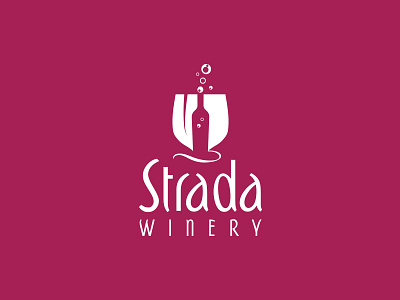 Strada Winery branding design icon logo typography vector