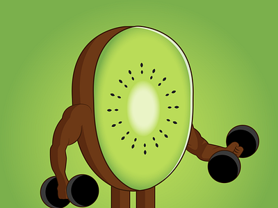 Kiwi-Power characterdesign design fitness fruit graphic illustration power vector
