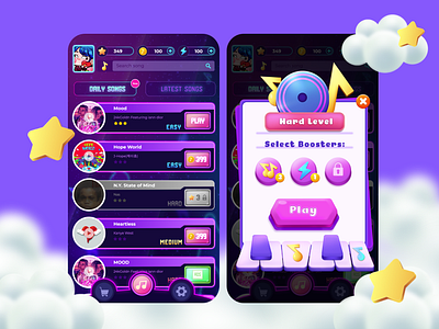 Music Game UI digital illustration game game art game item game ui uiux