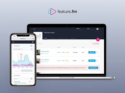 Feature.Fm advertisement app dashboard design interface ios mockup music promo system ui ux