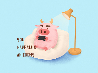 Playing Game design games illustration lamp pig pink sofa