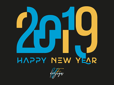 Happy new year 2019 design flat illustration lettering logo typography vector