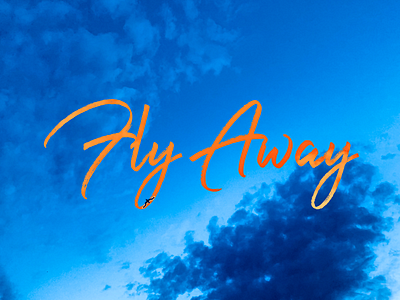 Fly Away 🦅 away bird blue clouds fly fonts holidays orange script sea wind