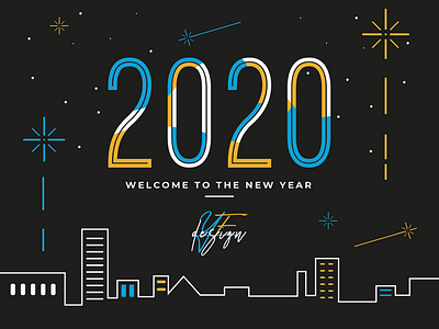 Welcome to the new year #2020 2020 blue city decade design fireworks grey happy new orange stars welcome year yfdesign