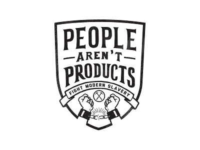 People Aren't Products chains clothing hands illustration lettering people products shield slavery tshirt