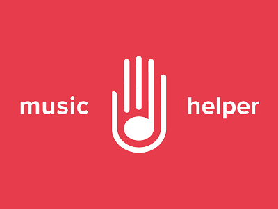 Music Helper Logo branding hand help helping logo music musical note