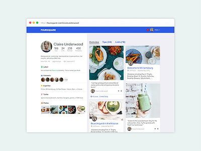 Foursquare Profile design ui ux web