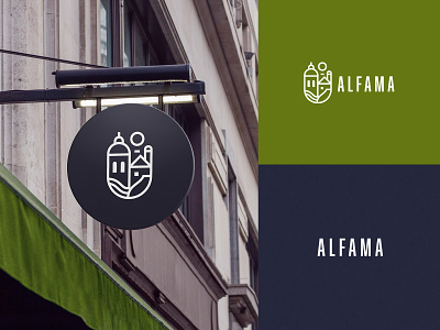 Hotel Alfama brand branding building city freelance graphic design hotel icon identity illustration logo minimal portugal redesign simple sun symbol turism