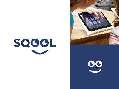 SQOOL branding children clever code design education eyes graphic design happy icon illustration logo minimal modern school sqool students symbol tablet tech