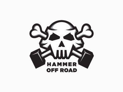 Hammer Off Road bikers black white clean hammer heavy logo minimal road skull strong