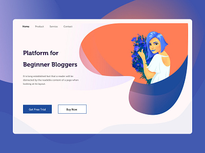 Platform for Beginner Bloggers app art banner blue branding buy character design form free illustration illustrator inspection login up platform procreate profile ui vector website