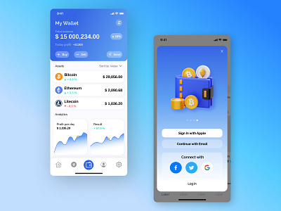 Crypto wallet app branding crypto crypto currency crypto wallet design graphic design illustration illustrator log in logo motion graphics procreate profile sign up sign up with ui vector wallet