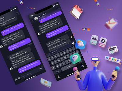 Live Mobile Chat app branding chat chatting design illustration illustrator live chat mobile procreate profile ui vector