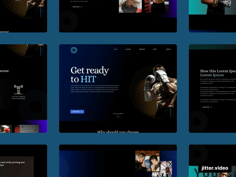 Concept Boxing Landing page animation app boxing branding design illustration illustrator landing procreate profile ui vector visual web website animated