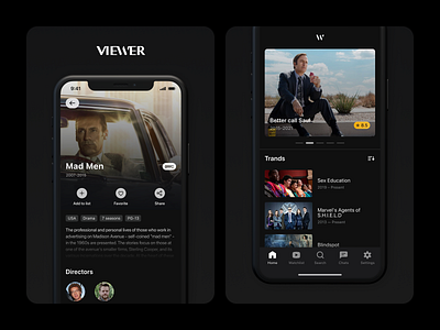 VIEWER App — Explore, rate and track TV series business cinema concept design ecommerce entertainment interface mobile prototype series streaming tv show ui ux