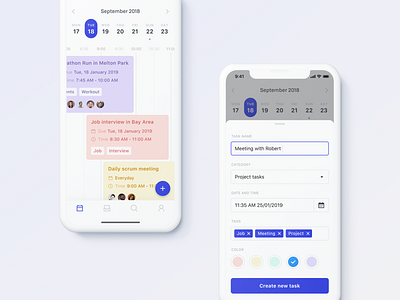 Scheduler Mobile App calendar clean design interface mobile app scheduler tasks timeline to do ui ux