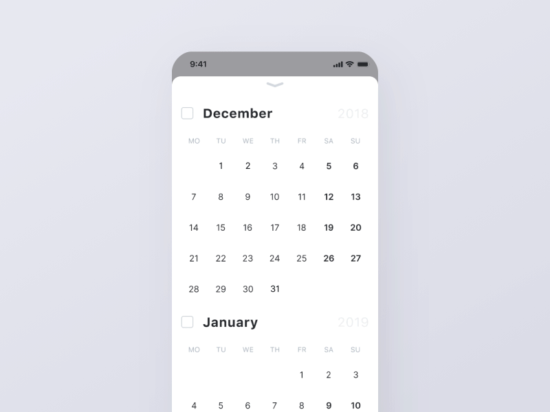 Mobile calendar behavior
