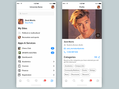 Student App: Navigation and Profile