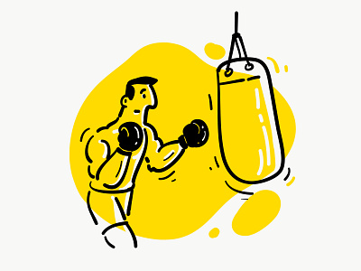Boxing practice boxing branding energy illustraion practice vector yellow