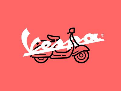 Vespa logo concept design icon illustration line logo minimal modern red vector vespa