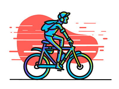 Cycling adobe draw bike cycle illustration line style vector youth