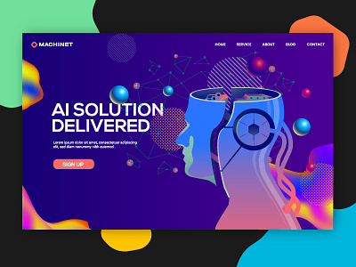 Machinet Web ai concept illustration template vector web web template website