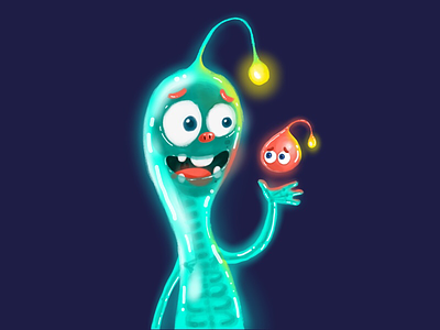 Glowing Gloops. alien cg art character design illustration
