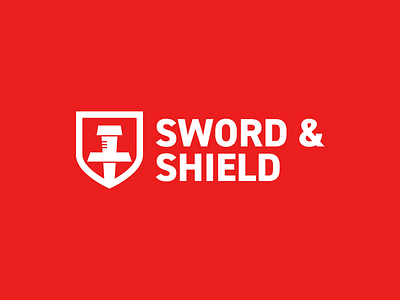 Sword & Shield Logo day 12 logo red safe security shield software sword shield sword thirtylogos white