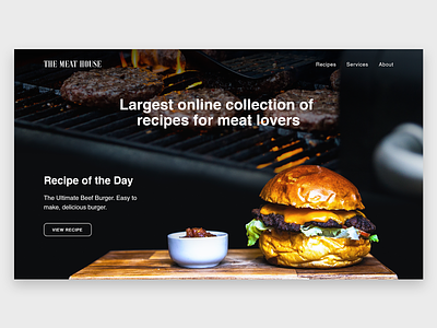 Meat Recipe Site Landing Page beef burger design landing page meat modern recipie simple ui web webdesign