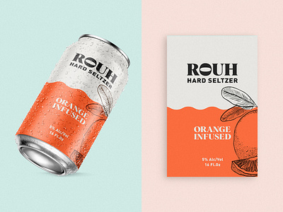 Rouh - Hard Seltzer alcohol alcohol branding alcohol packaging brand design brand identity branding can drink label design label packaging logo organic packaging tropical typogaphy