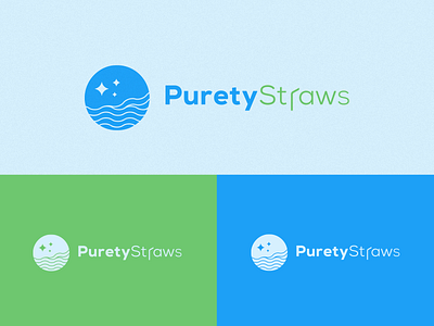 PuretyStraws Logo blue brand identity brand identity designer branding icon logo logotype mark product typography visual identity water