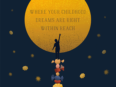 Reach for the Stars advertising childlike childrens illustration design dreams illustration nightsky typography